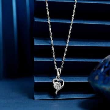 925 heart petern with single soliter chain pendent
