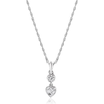 925 2 step round+heart shape chain pendent