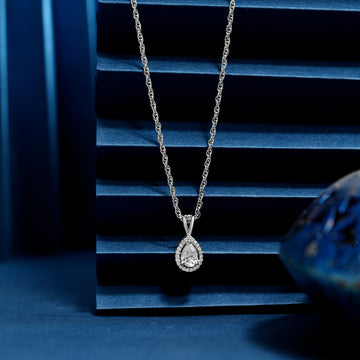 925 drop shape with small dimond chain pendont