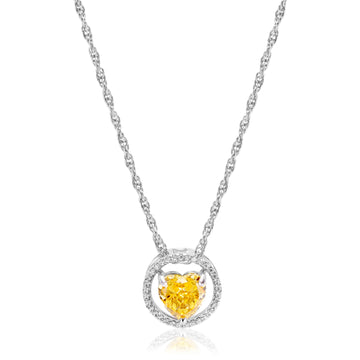 925 yellow heart with small round dimond chain pendent