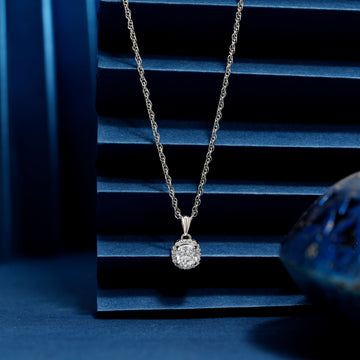 925 round swarovski dimond chain pendent