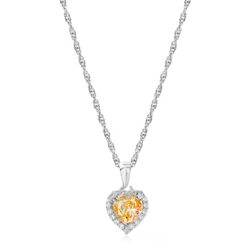 925 yellow stone heart desigen chain pendent