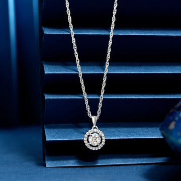 925 double design chain pendent with single stone