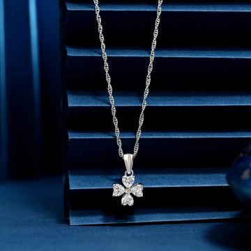 925 hear cut stone flower pendent with chain