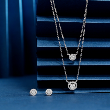 925 single soliter with small dimond 2 layer chain p.set