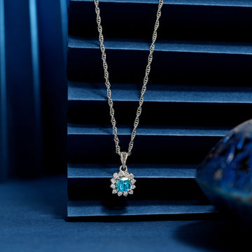 925 round swarovski dimond chain pendent