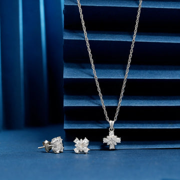925 flower With butterfly design chain p.set
