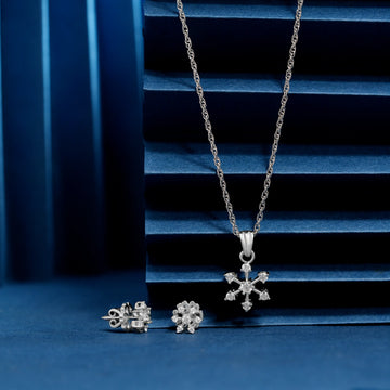 925 swarovski flower style chain p.set