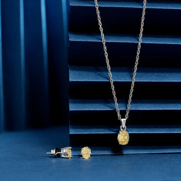 925 single yellow swarovski chain p.set