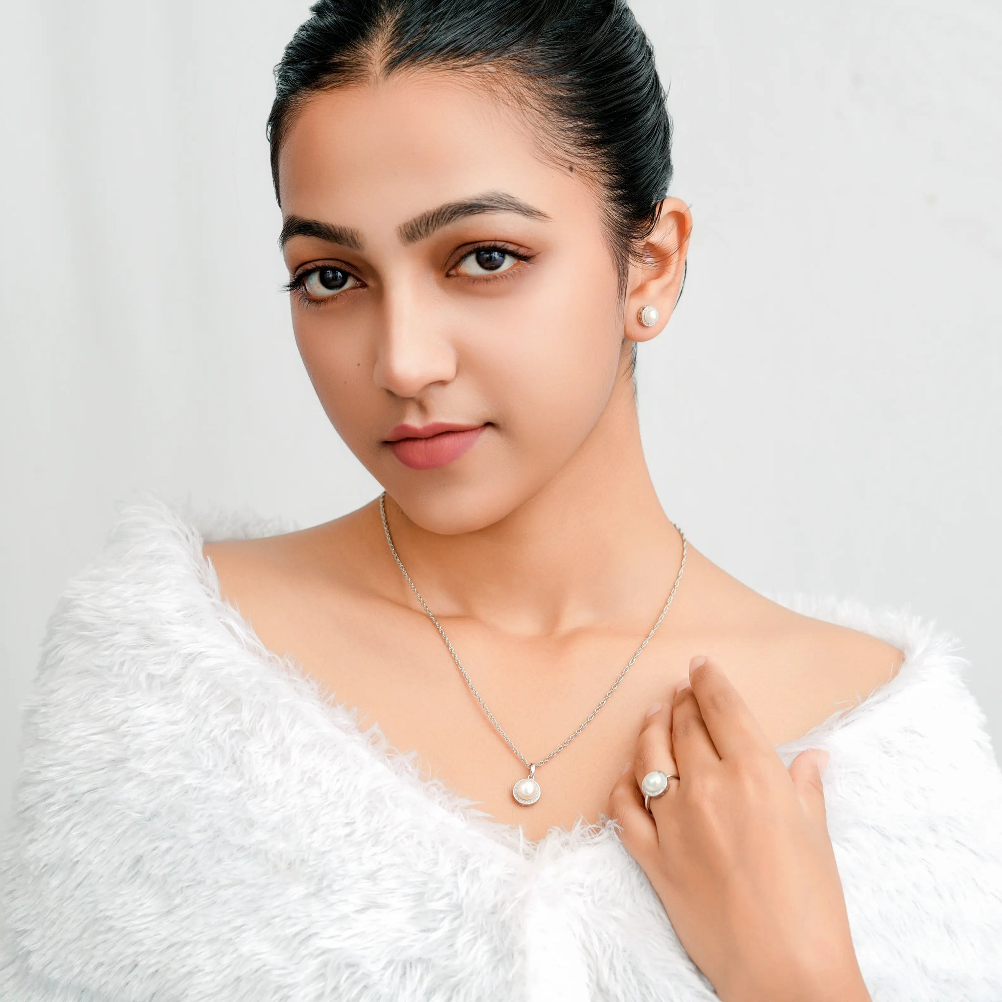 925 pal with cz dimond with ring chain pendent set