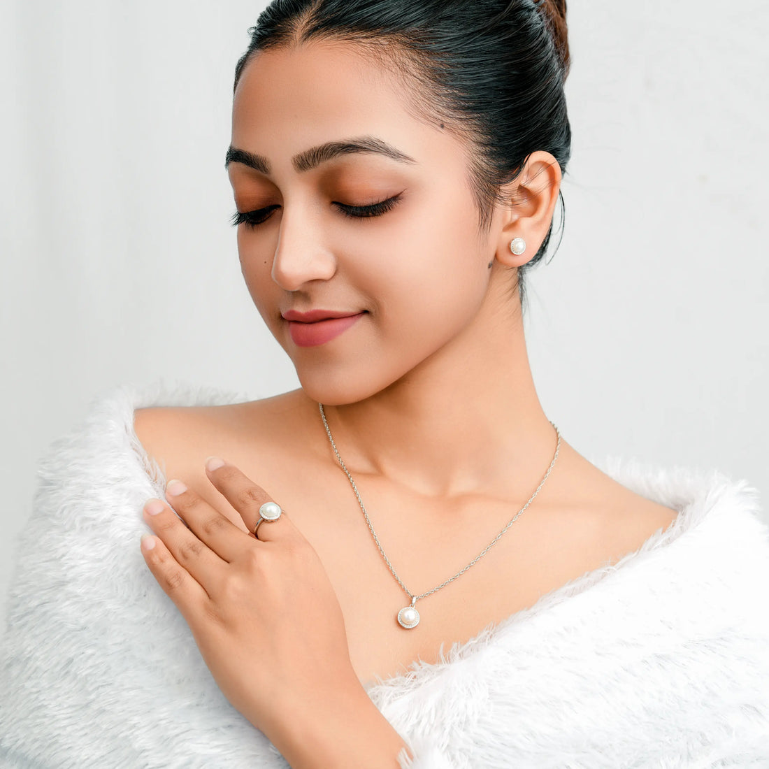 925 pal with cz dimond with ring chain pendent set