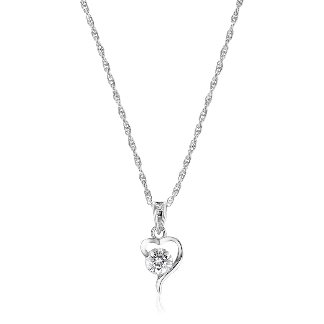925 heart petern with single soliter chain pendent