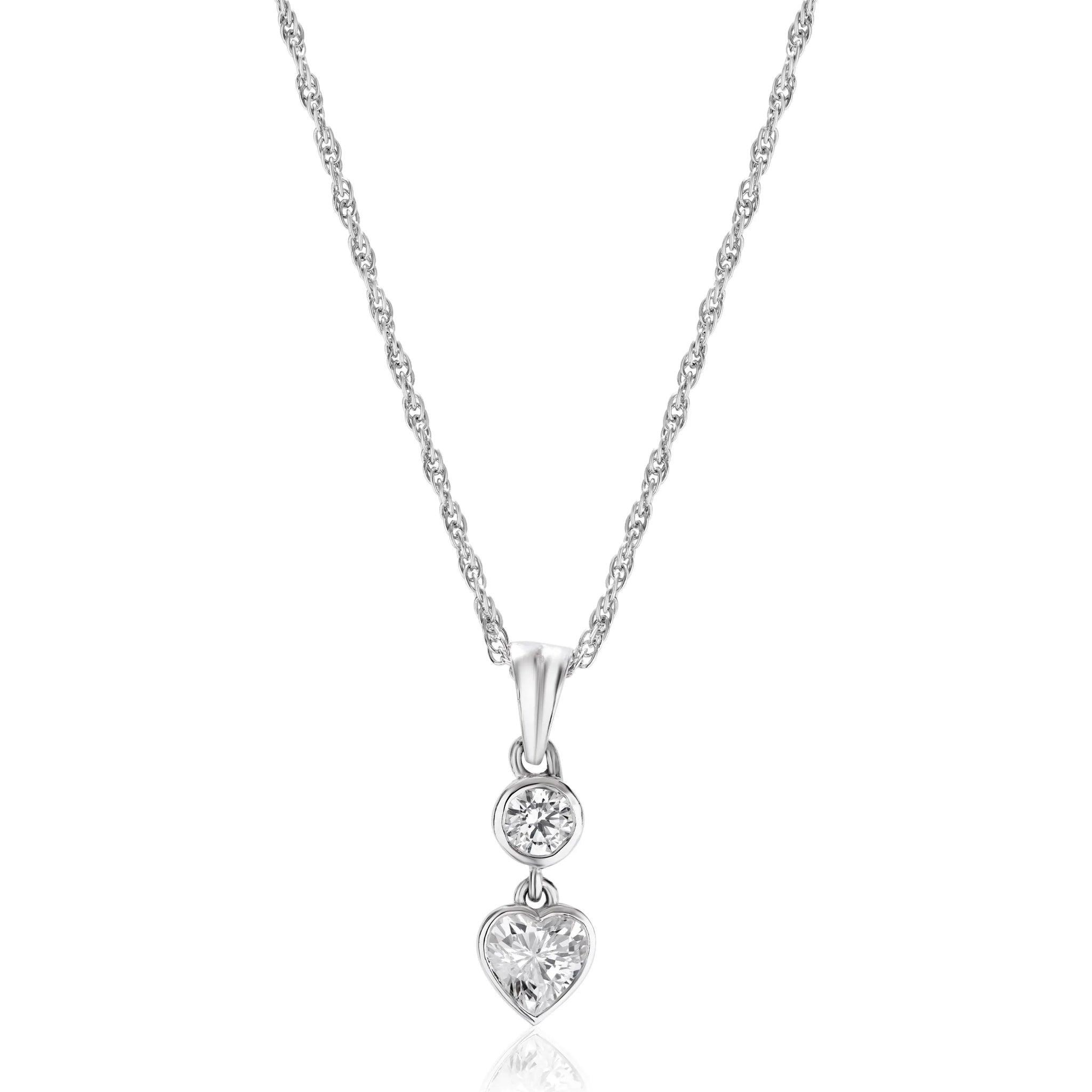 925 2 step round+heart shape chain pendent