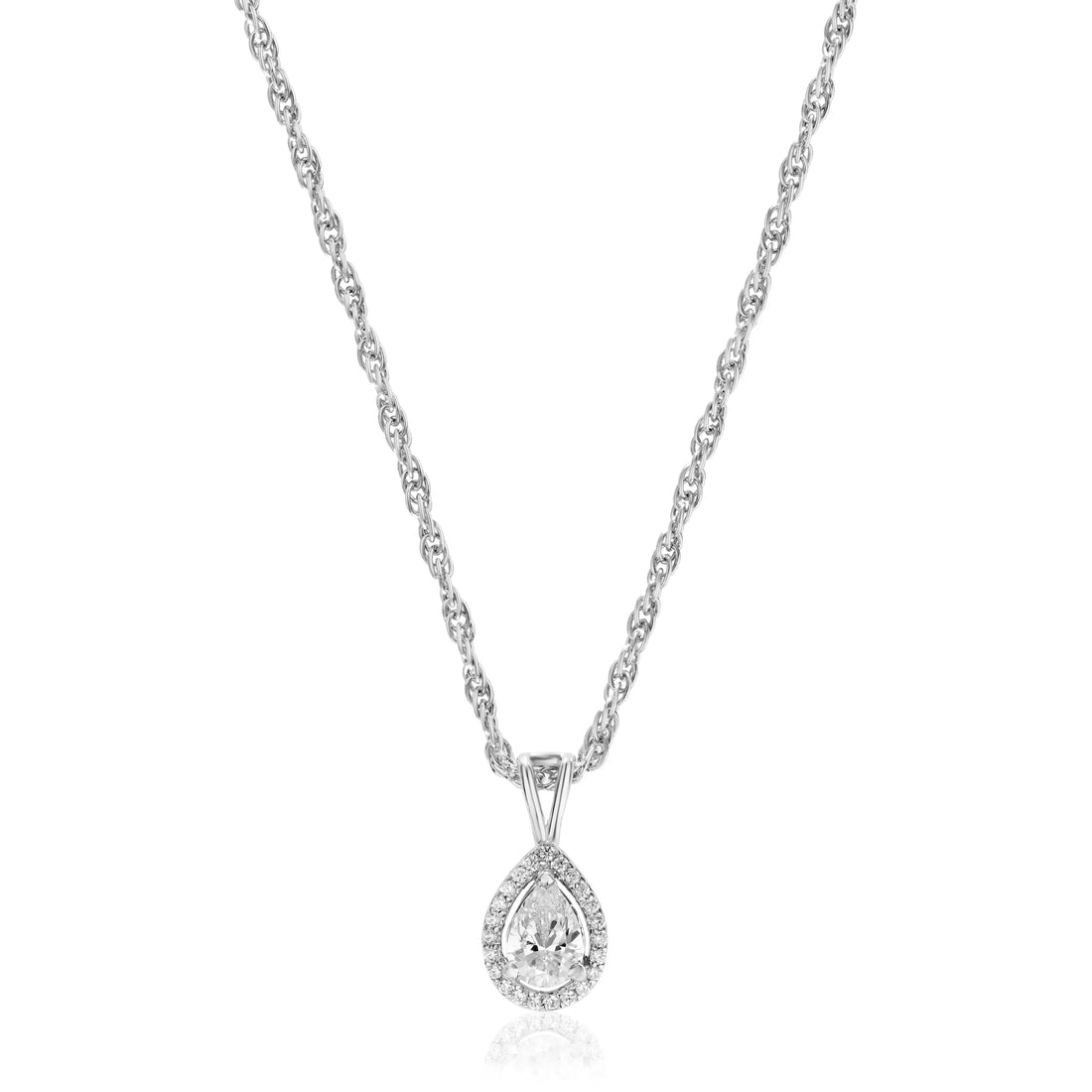 925 drop shape with small dimond chain pendont