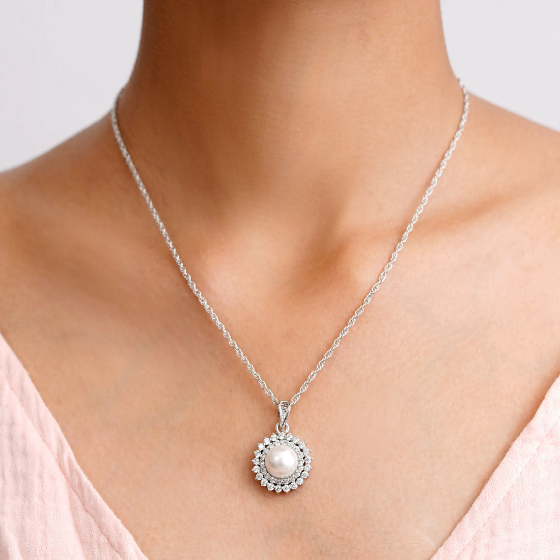 925 pal with multi size stone chain pendent
