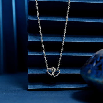 925 swarovski dimond chain pendent with couple heart