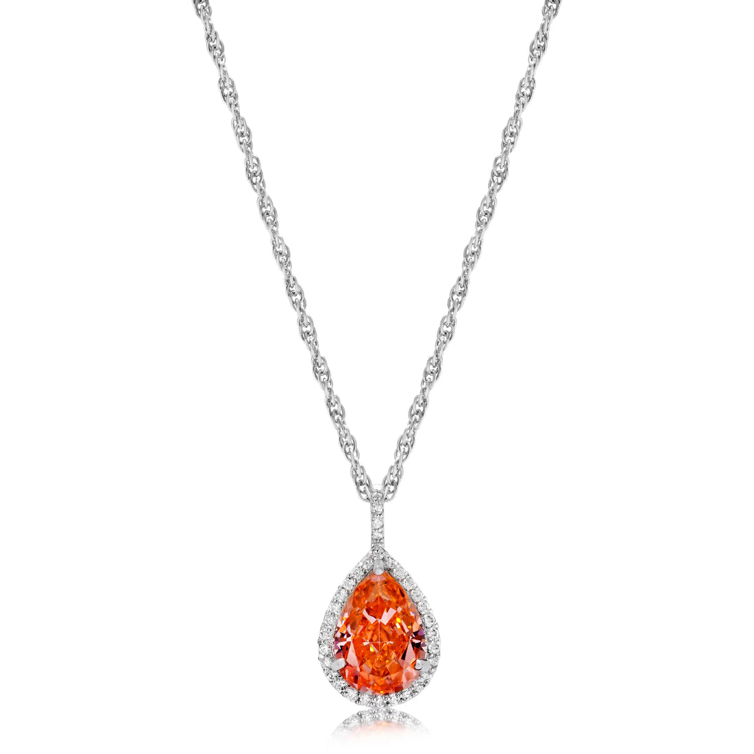 925 drop shape stone with small stone chain pendent