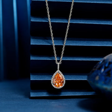925 drop shape stone with small stone chain pendent
