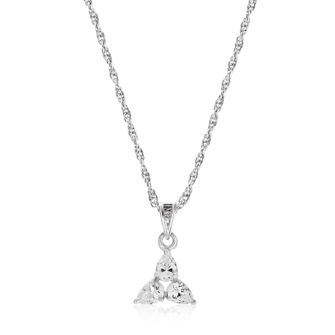 925 triangle shape design chain pendent with stone