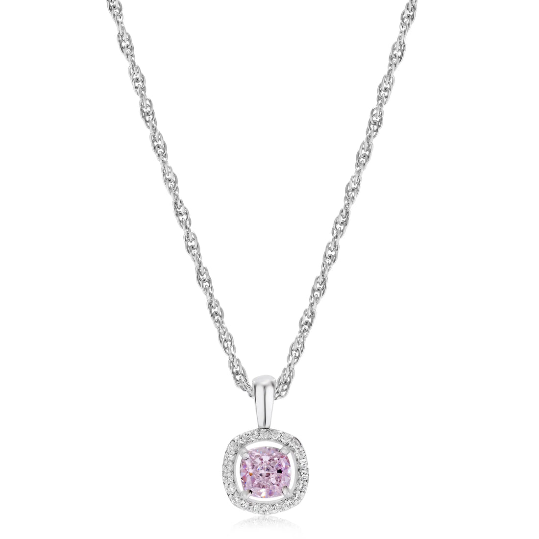 925 pink soliter with round pettern pendent chin