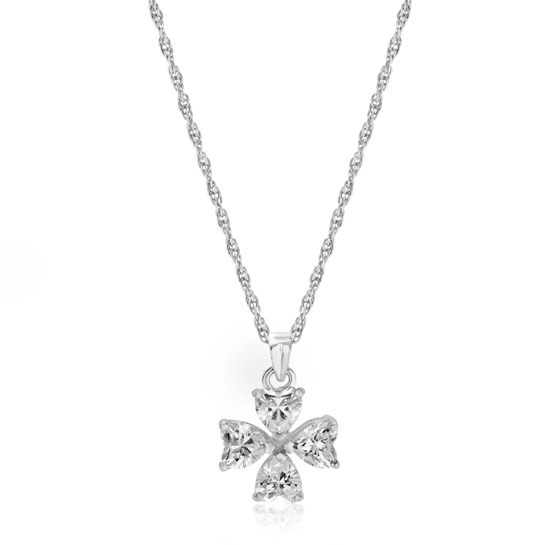 925 hear cut stone flower pendent with chain