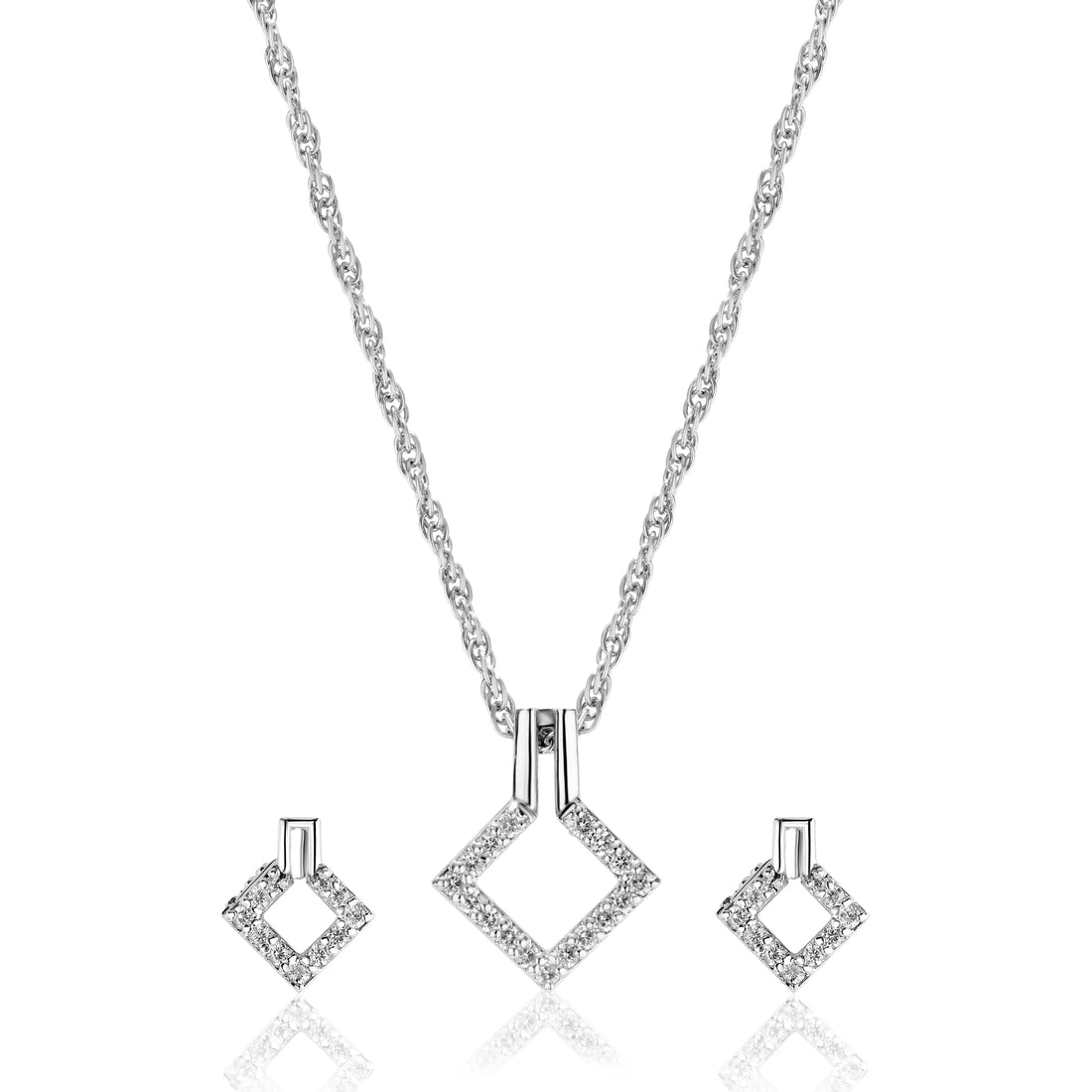 925 half square open design chain p.set