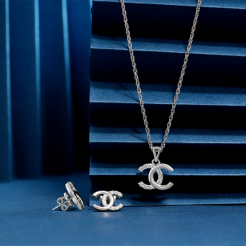 925 double half round plain+cz chain p.set