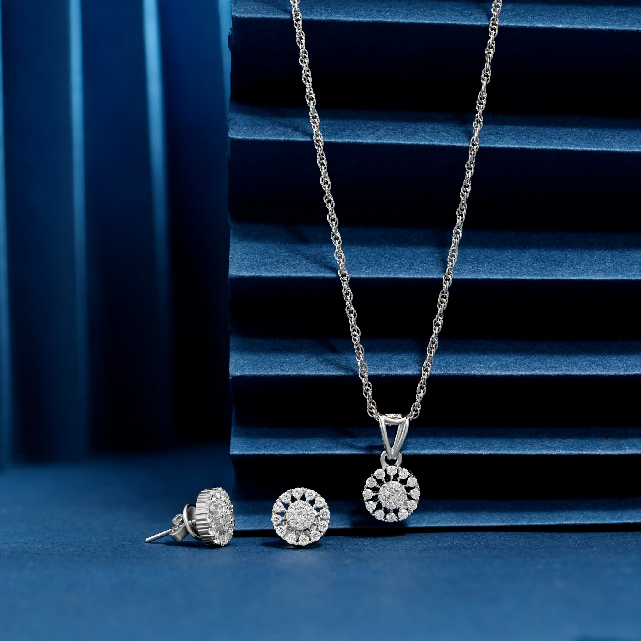 925 round pressure setting with cz chain p.set