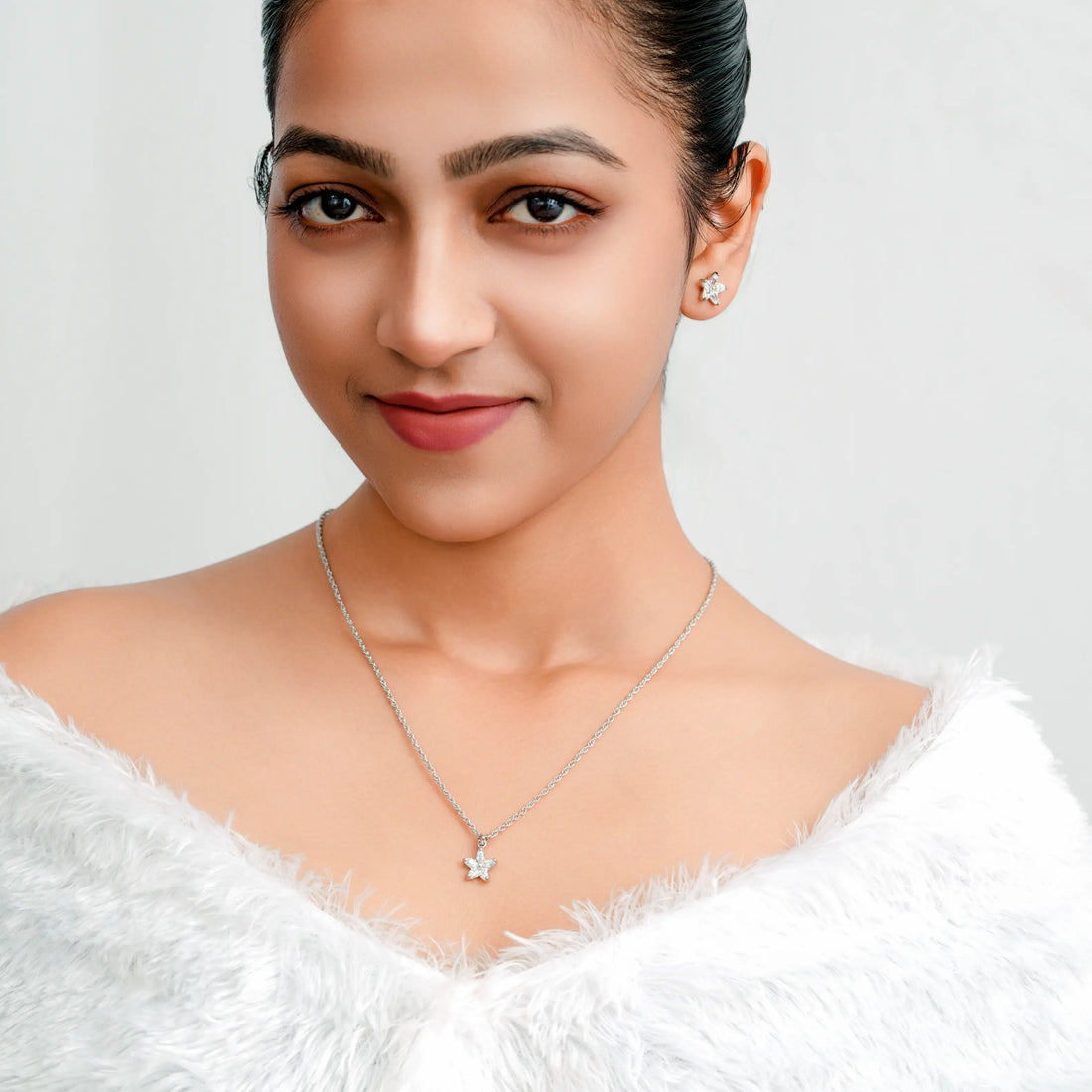 925 small flower chain p.set