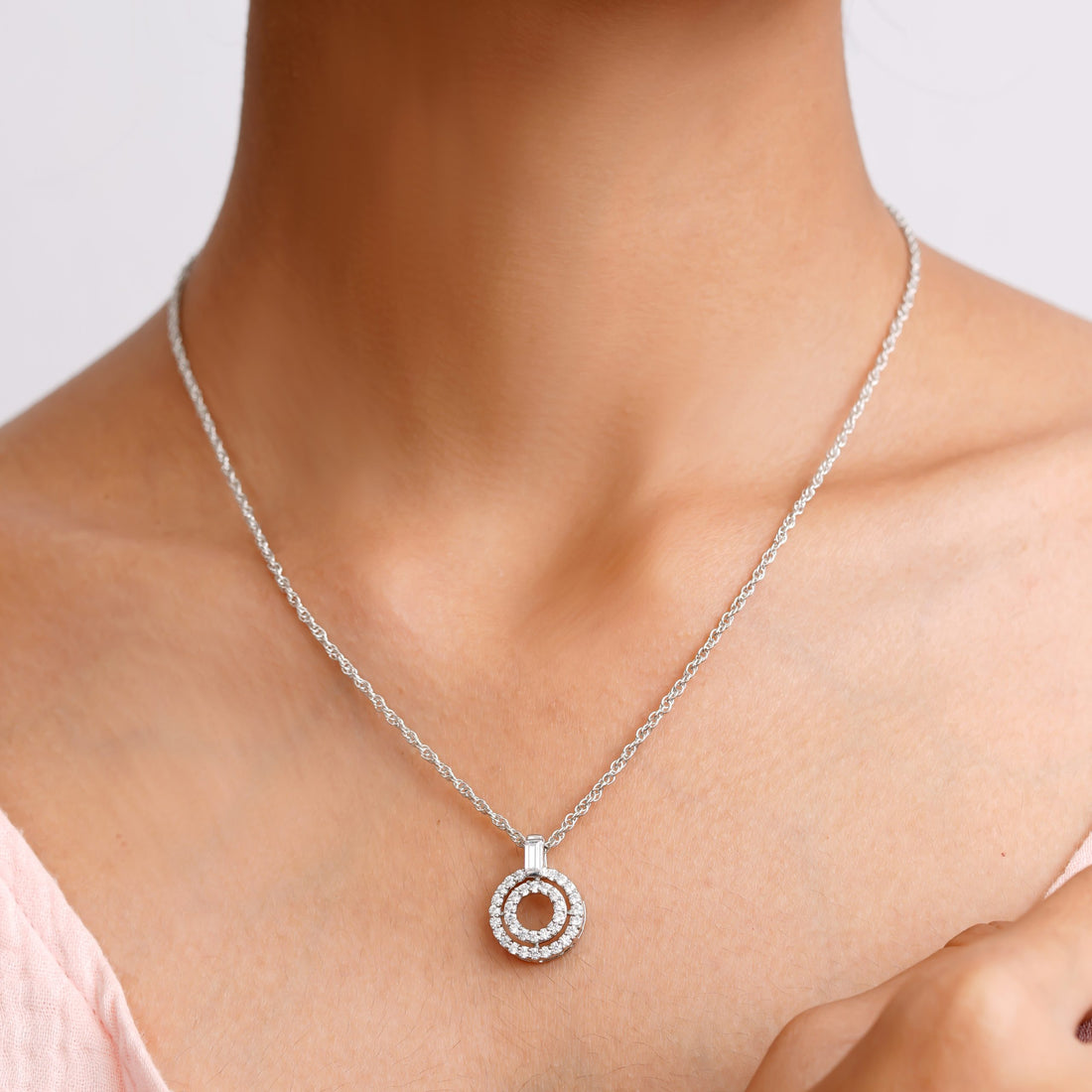 925 double round swarovski chain pendent