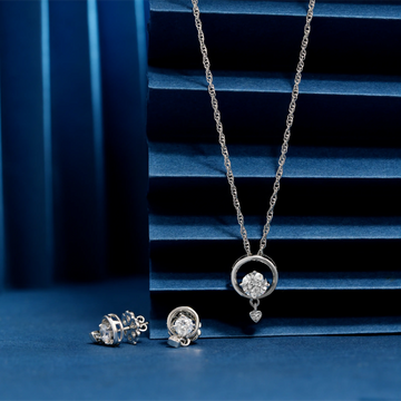 925 open round with single dimond with small heart  chain p.set